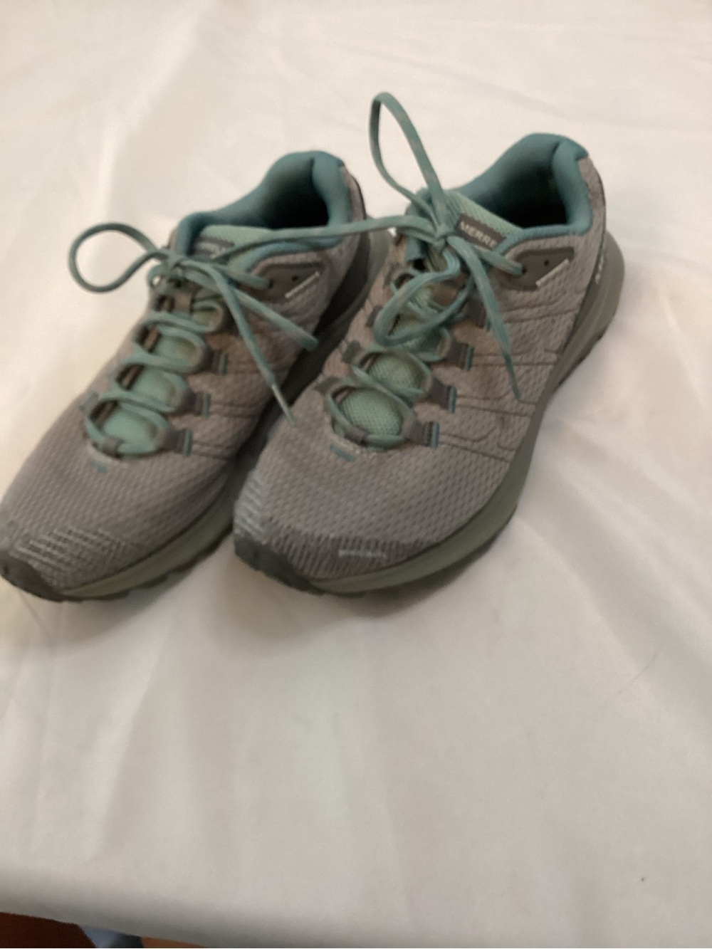 Merrell Women's Grey Teal Trail Running Shoes Size 7.5